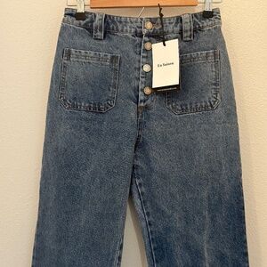 En Saison Womens Madeline Blue Denim Cropped Straight Leg Jeans - Size Small NWT